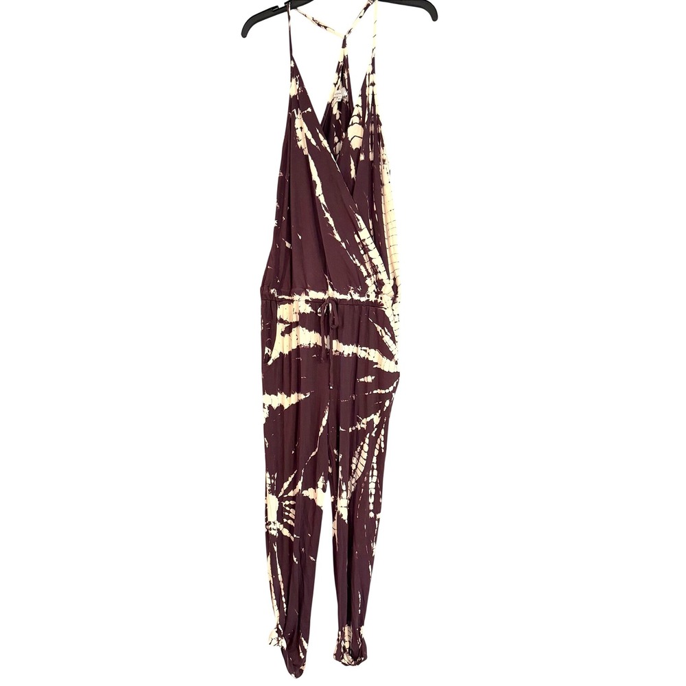Young Fabulous & Broke Jumpsuit Womens M Purple Tie Dye Wrap Strappy Jogger